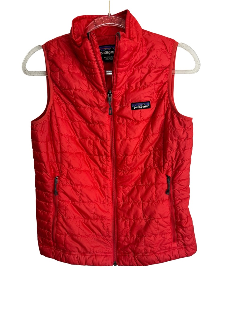 Patagonia Women’s Nano Puff Vest Red PrimaLoft Quilted Lightweight Full Zip Sz S